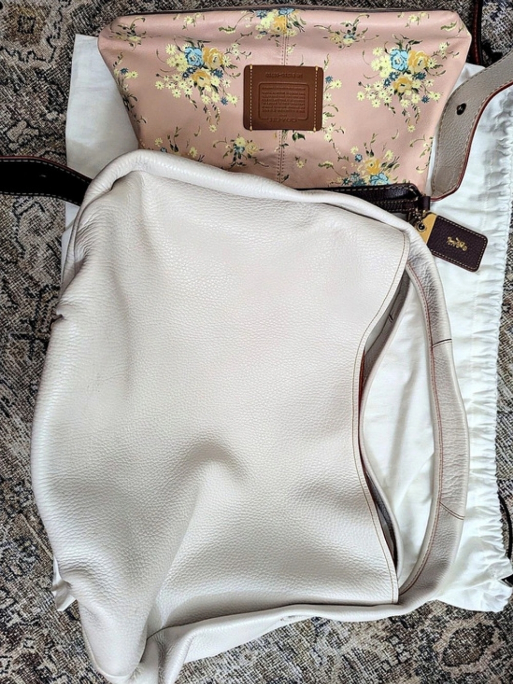Coach 1941 Bandit 39 Chalk Leather Hobo Bag Floral Pouch 86760